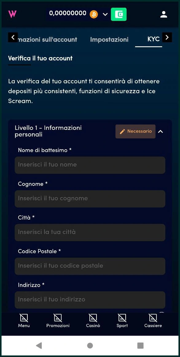 Procedura KYC e requisiti dei documenti al casinò Wolfz